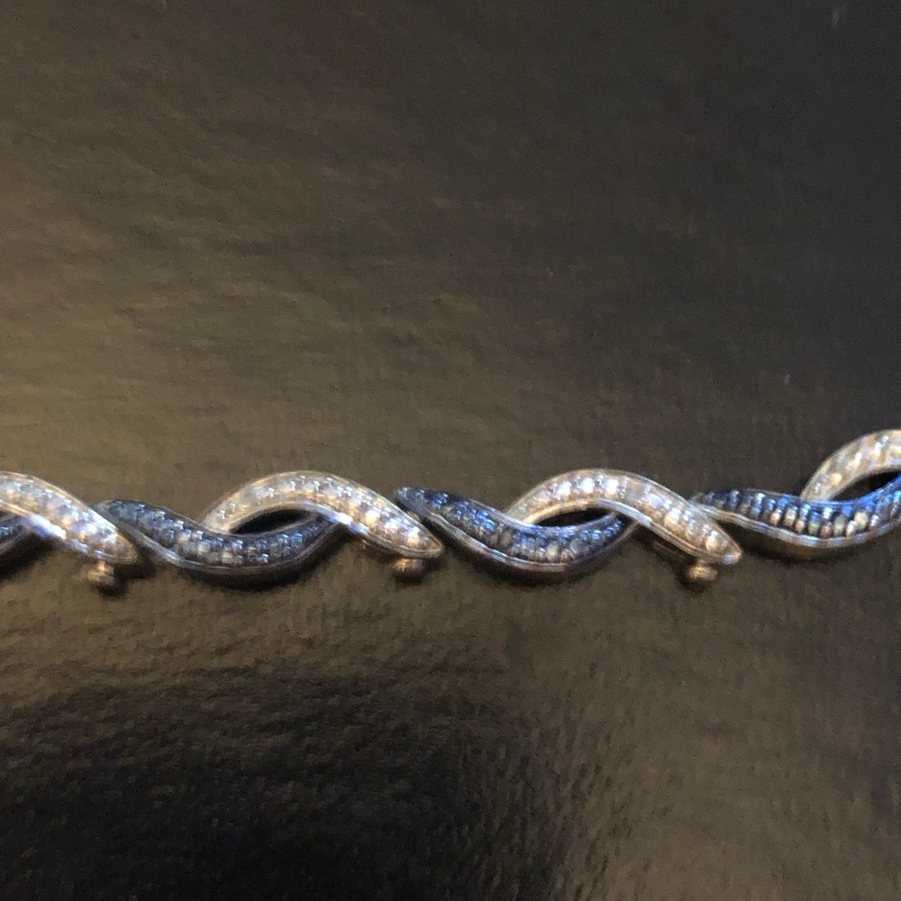 Sterling Silver Plated Blue Diamond Bracelet
